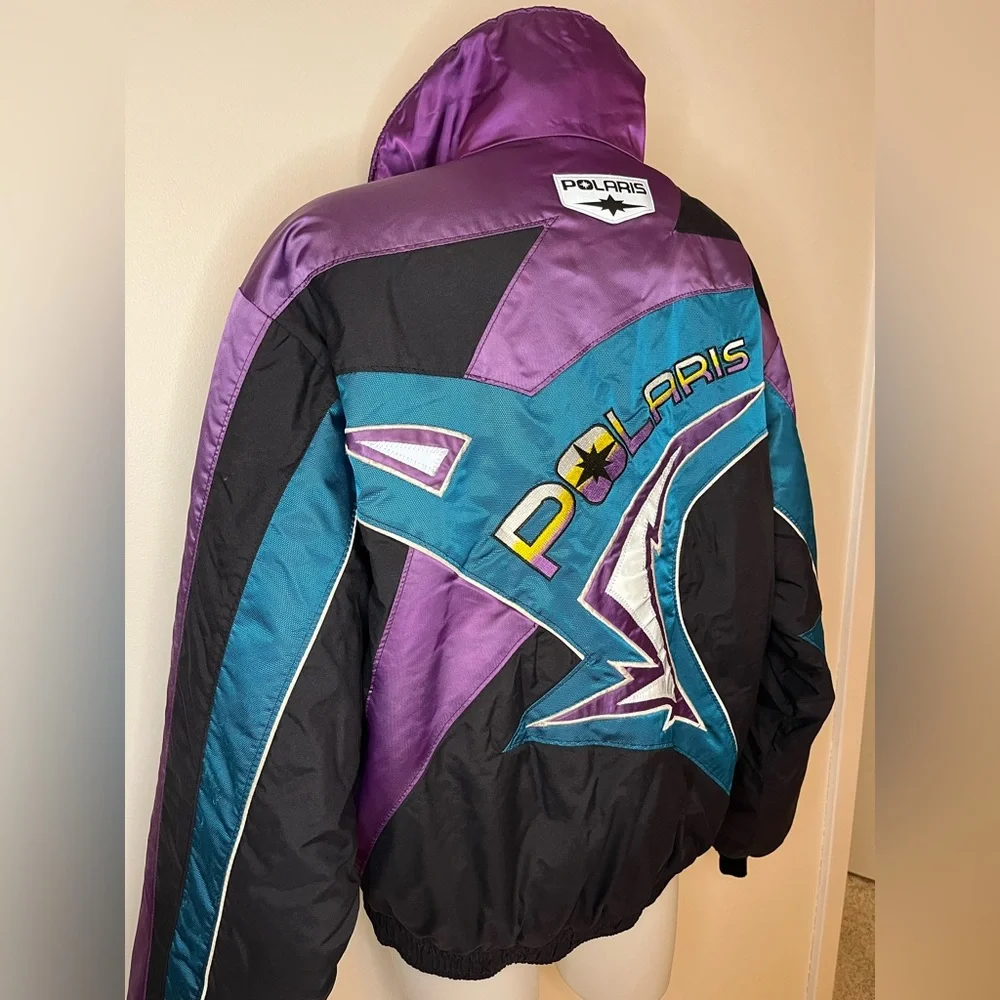Vintage Blue Polaris Snowmobile Ski Insulated Winter Jacket USA Mens Large. - Picture 6 of 8